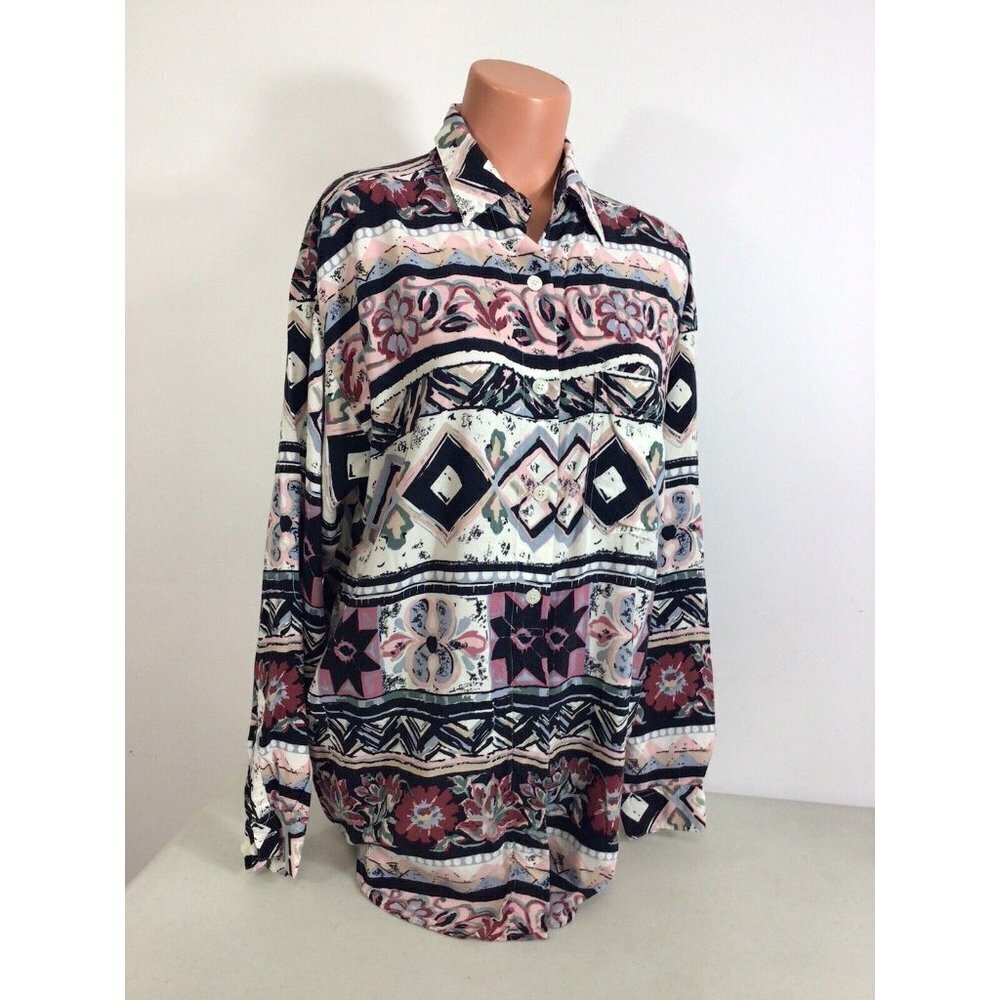 Krazy Kat Vintage Floral Shirt 90’s Womens Large